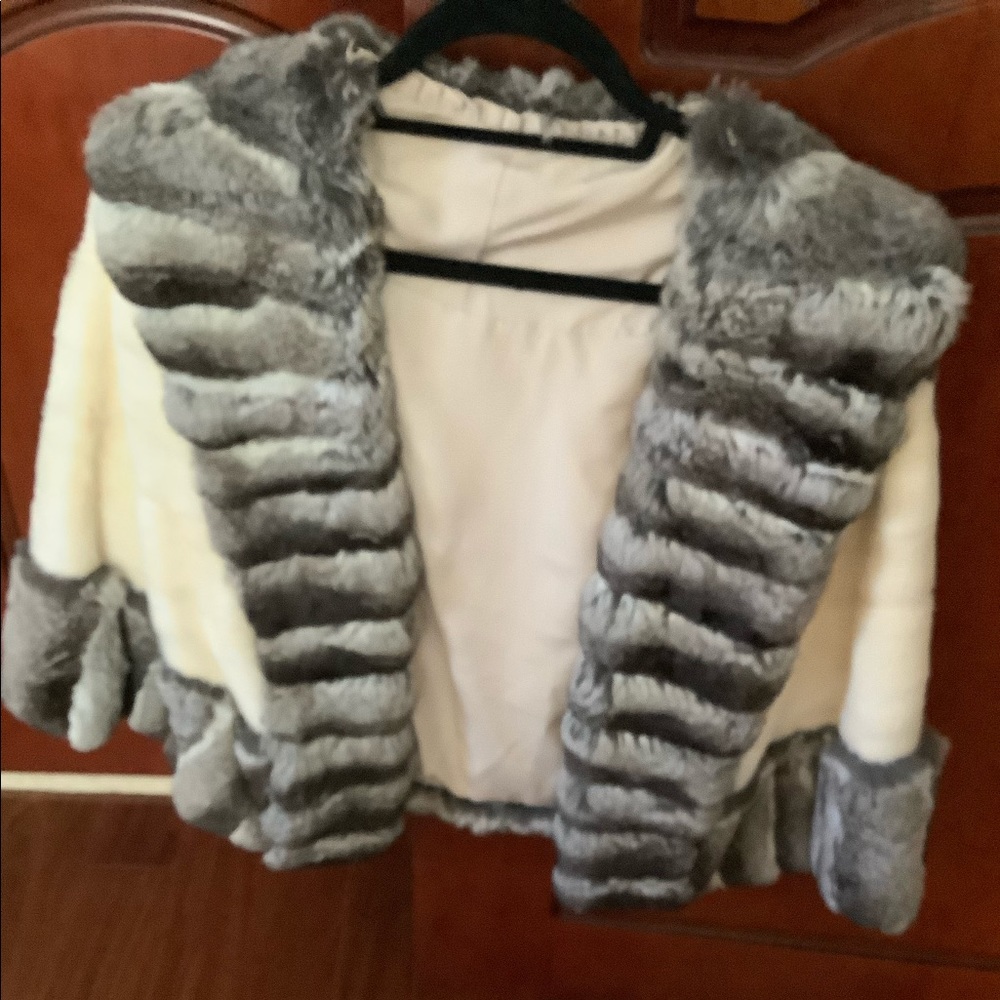 Mink and chinchilla fur cape